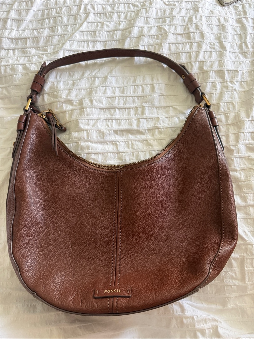 Fossil Chestnut Brown Leather Shoulder Hobo